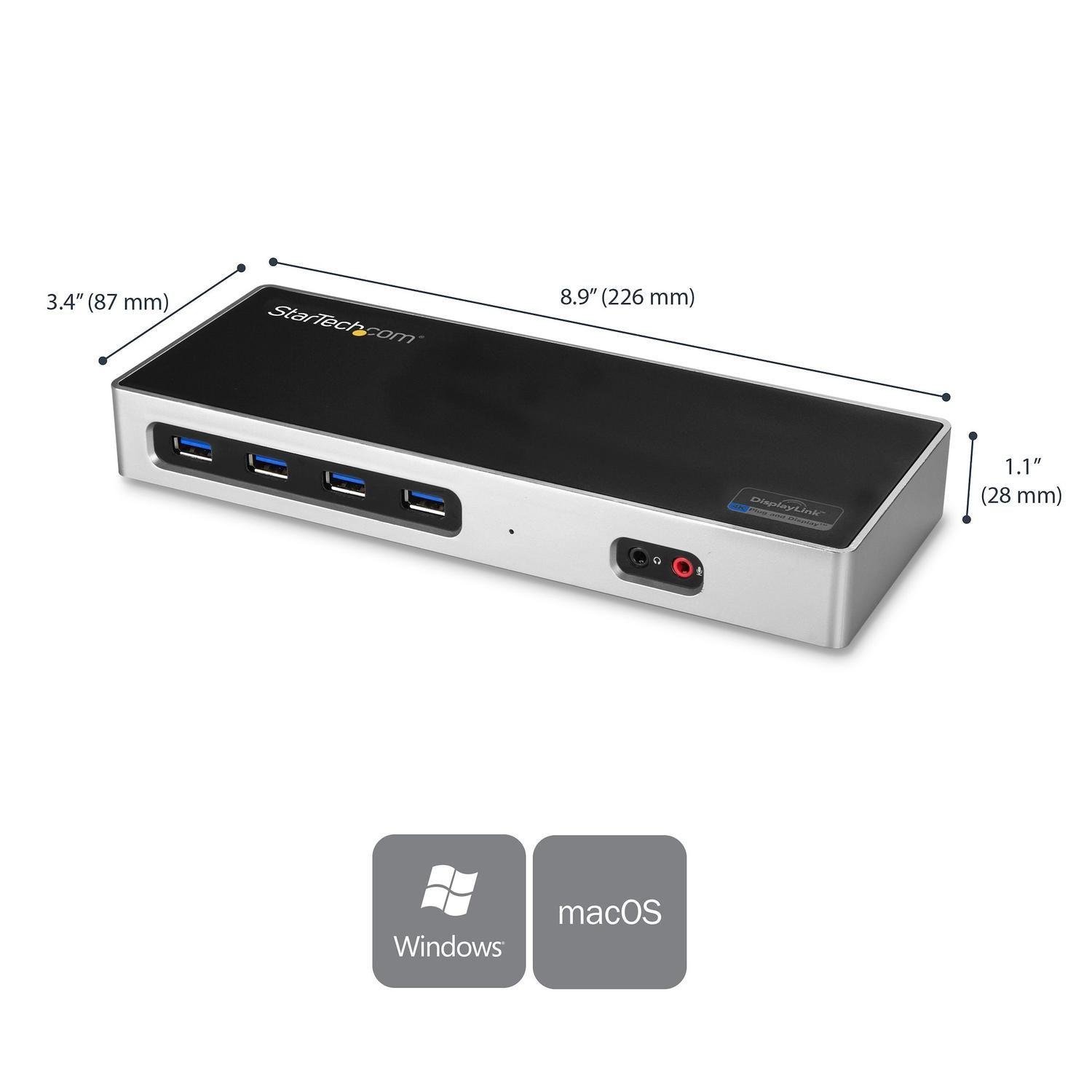Docking Station 4K Dual USB-C USB-A 6 Puertos USB 3.0-4