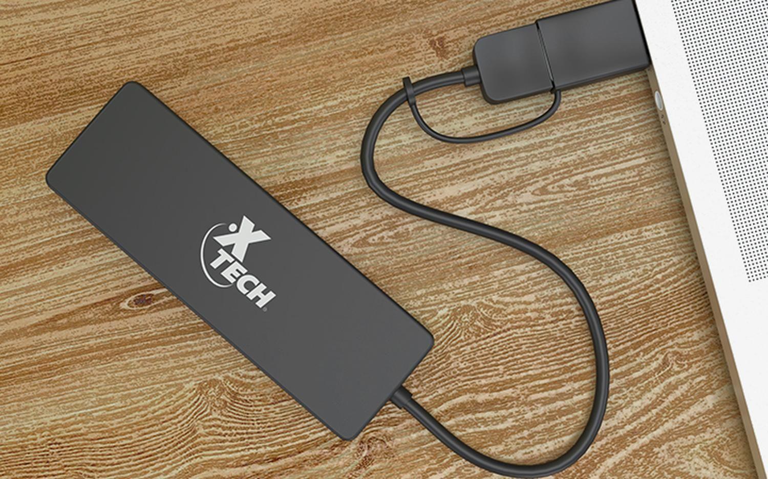USB Hub con adpatador USB-C y USB-A con 4 puertos USB-2