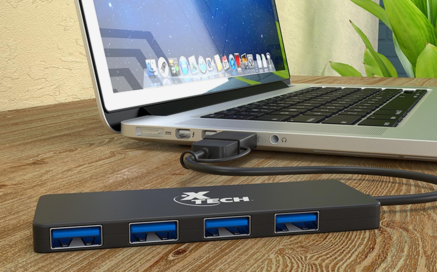 USB Hub con adpatador USB-C y USB-A con 4 puertos USB-3