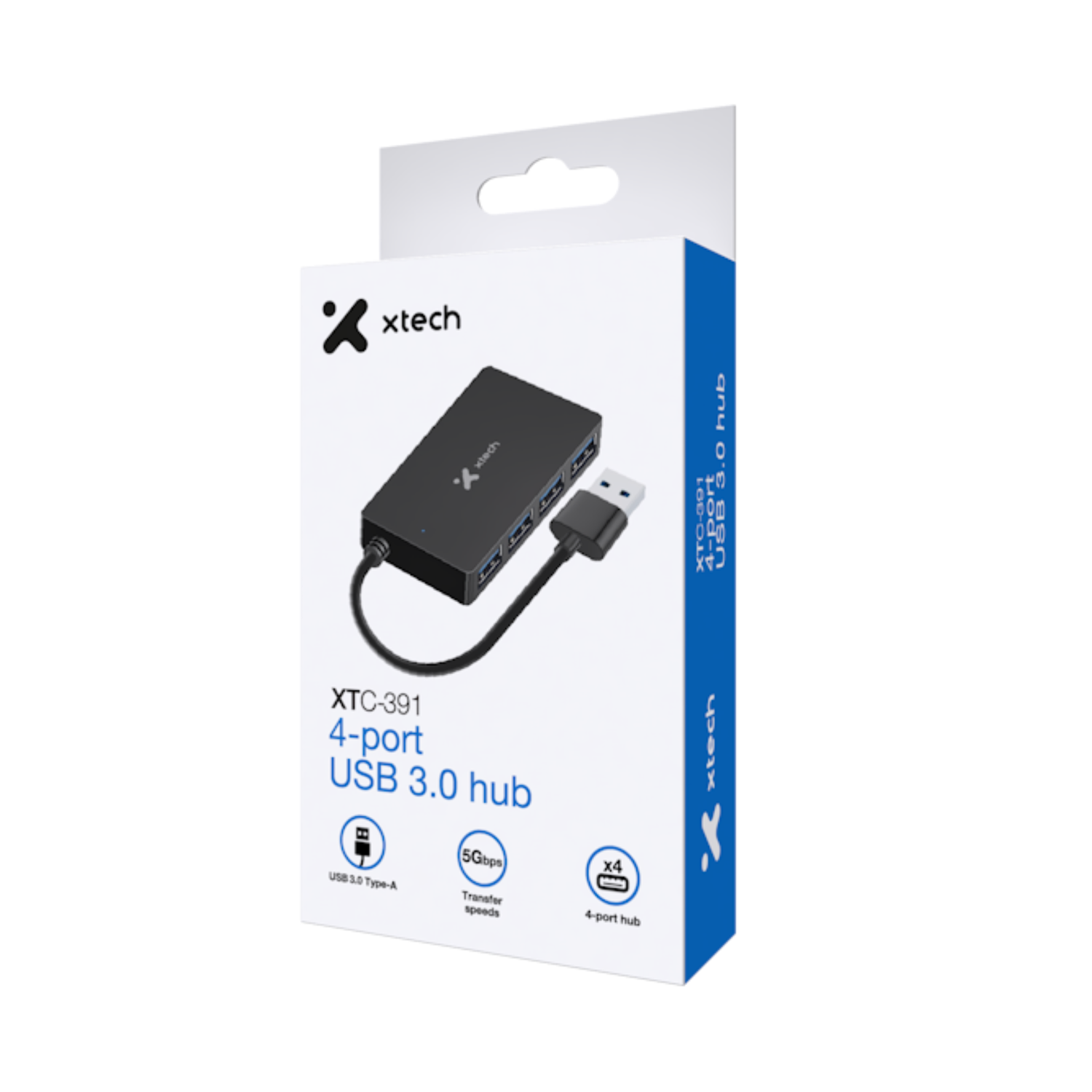 USB Hub XTC-391 4 Puertos USB 3.0 Negro-2