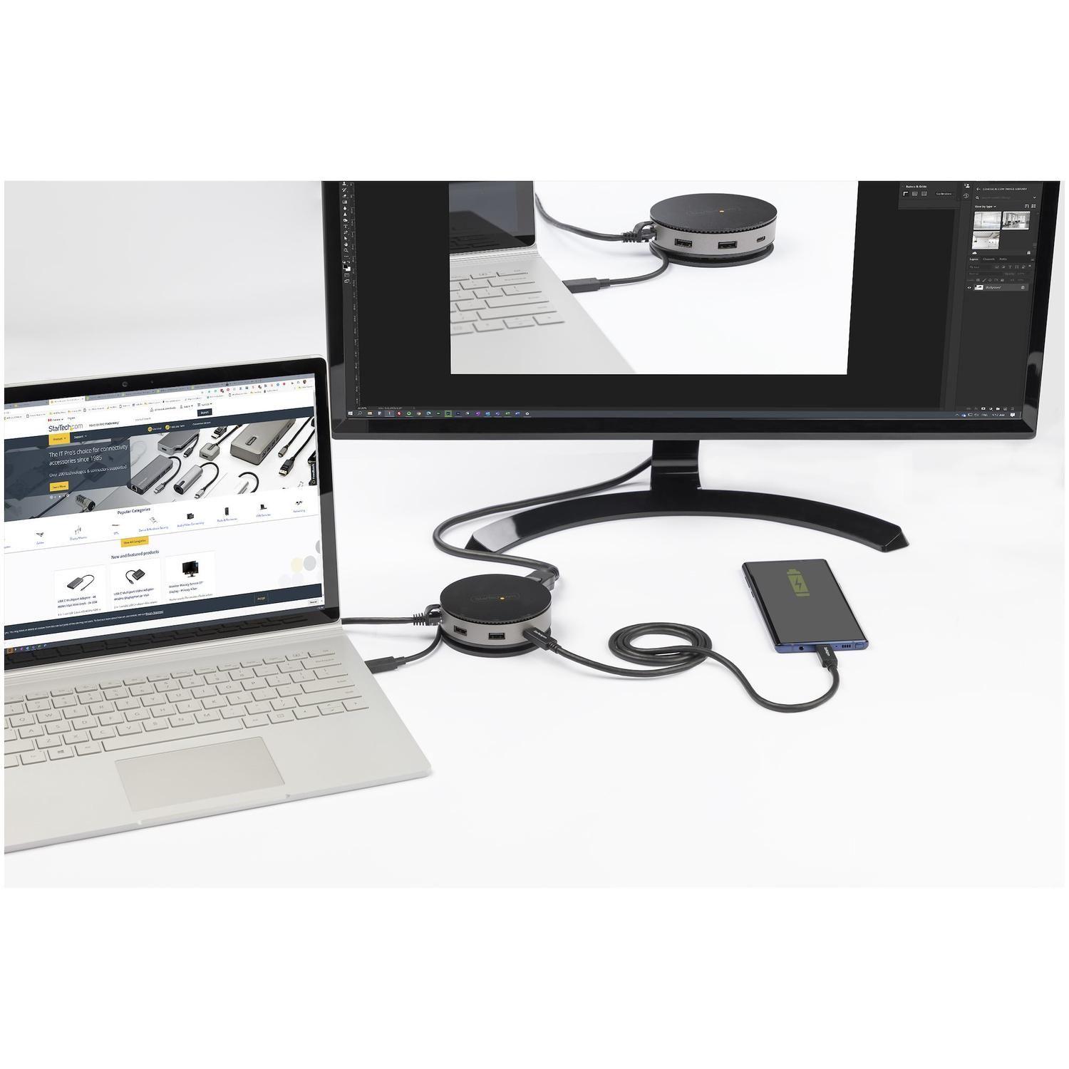 Docking Station Portátil HDMI 4K DP VGA GbE 3 puertos USB-3