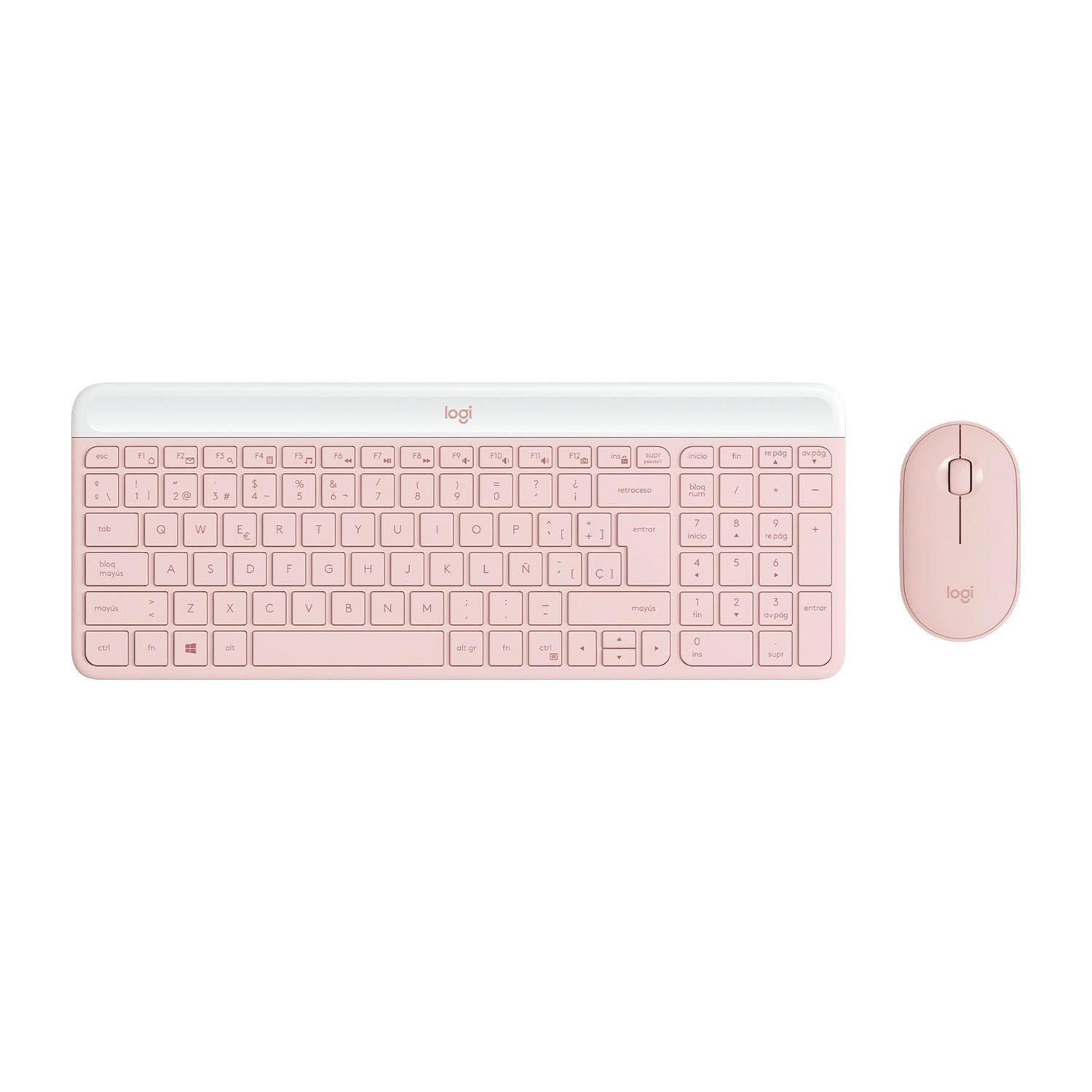 Combo de Teclado y Mouse MK470 Slim Combo inalámbrico Rosa-0