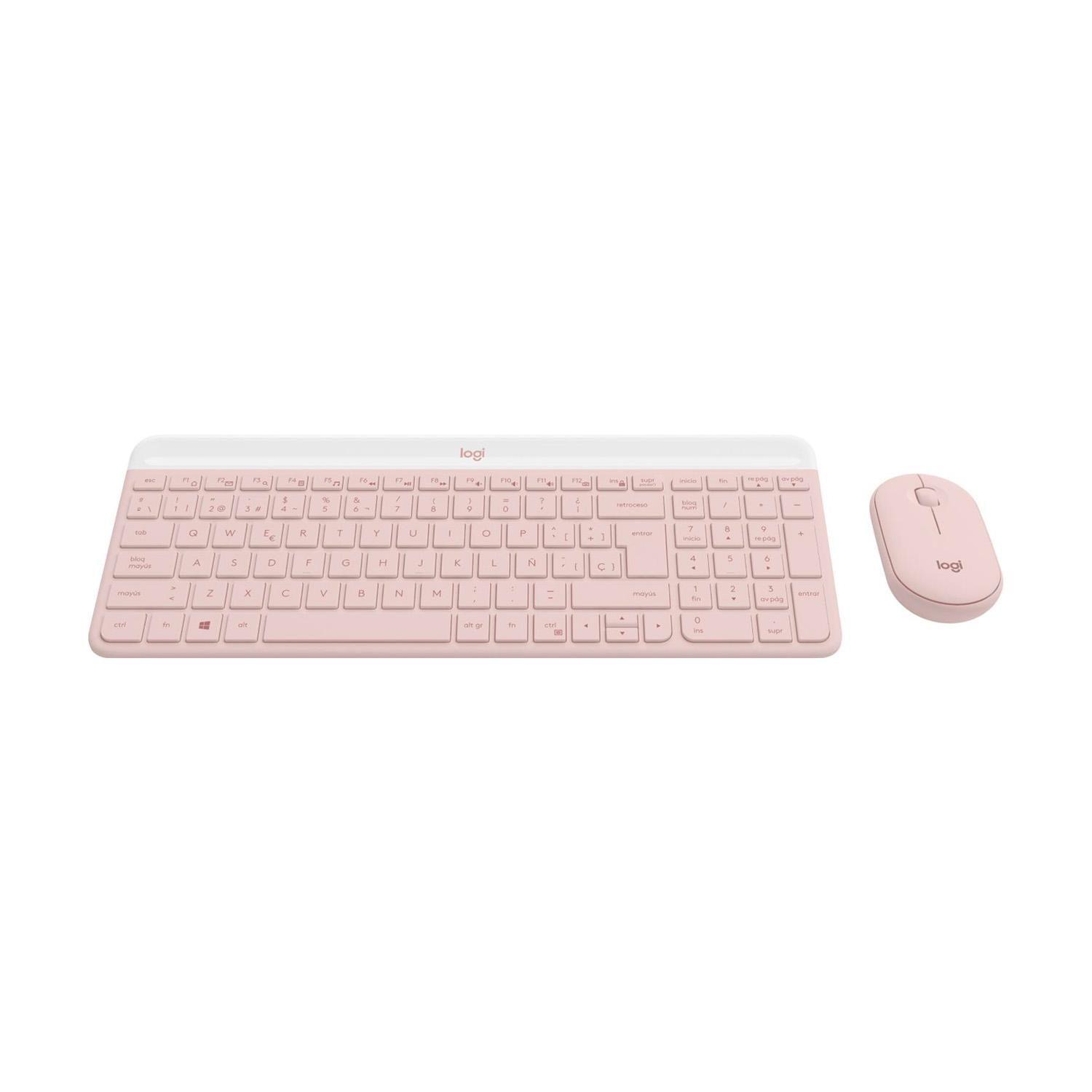 Combo de Teclado y Mouse MK470 Slim Combo inalámbrico Rosa-3