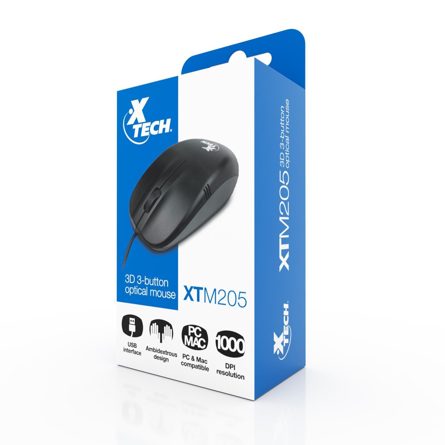 Mouse XTM-205 Ambidiestro USB tipo A Óptico-5