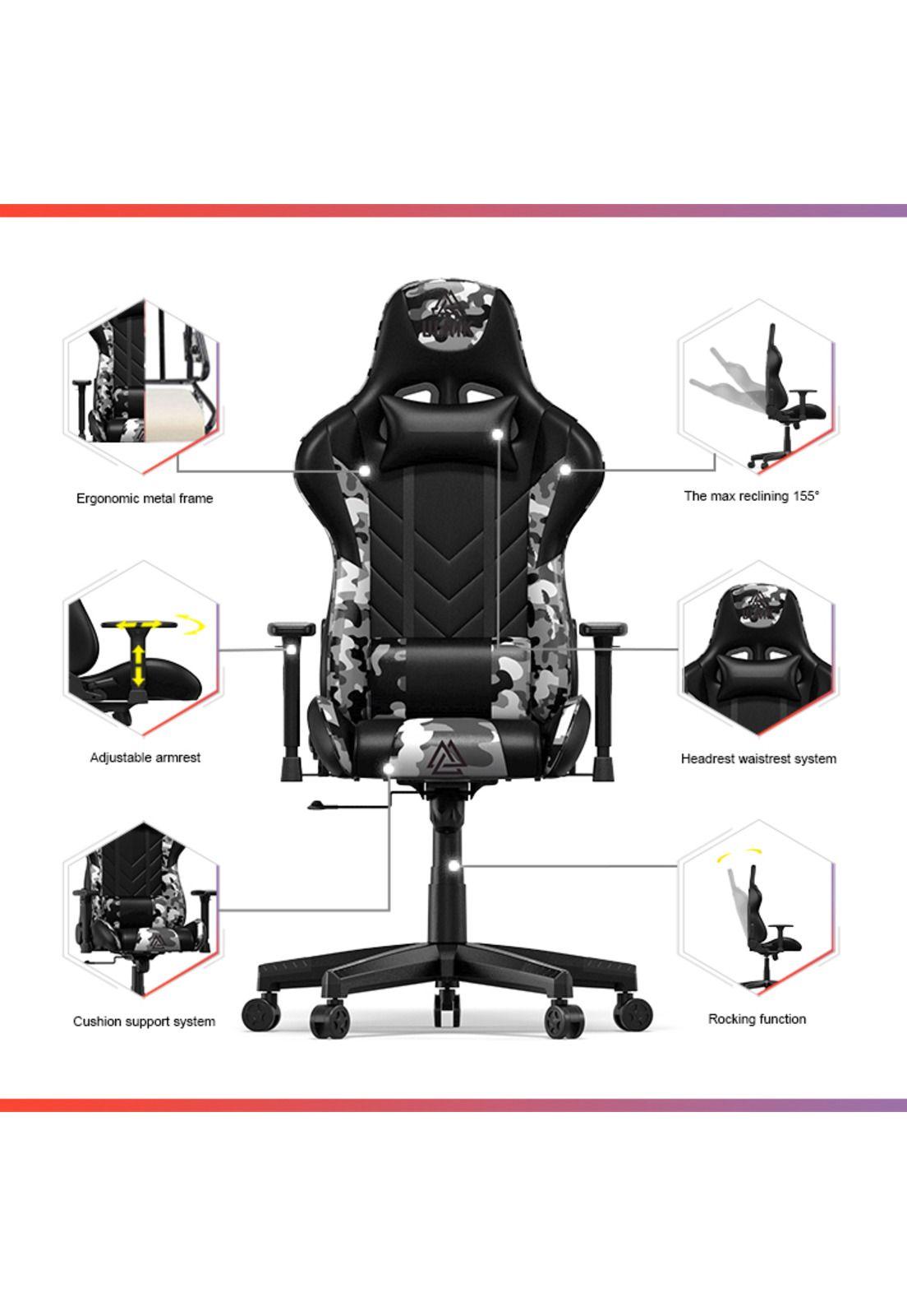 Silla Gamer de oficina Profesional Ulrik Militar Blanca-1