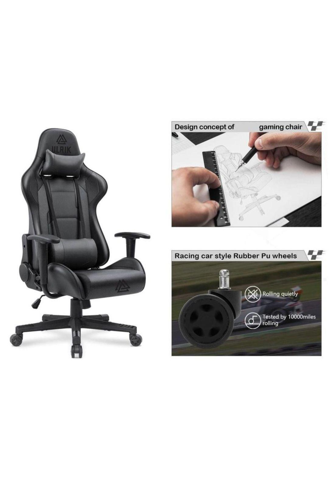 Silla Gamer de oficina Profesional Ulrik Negra-2