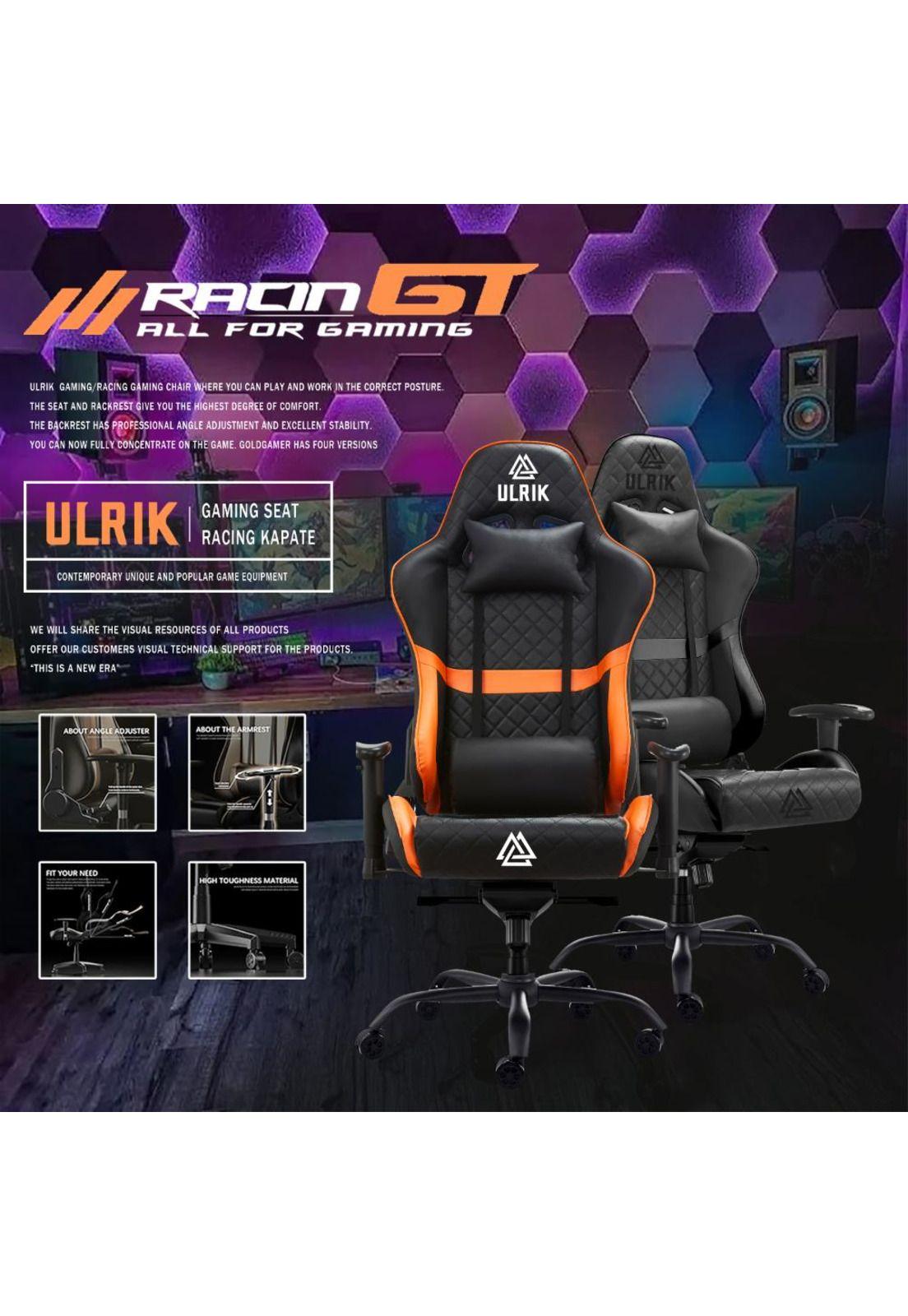 Silla Gamer de oficina Profesional Ulrik Pro XL Iron 4D Naranjo-2