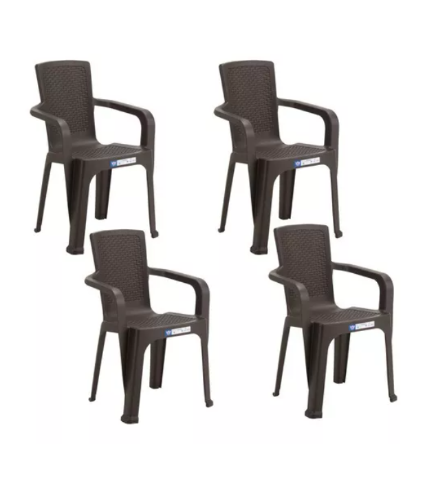 Set 4 Sillas Comedor/terraza/camping Rattan Con Apoyabrazos-0