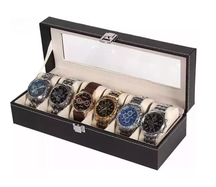 Caja Organizador Estuche Para 6 Relojes Exhibidor Ecocuero-0