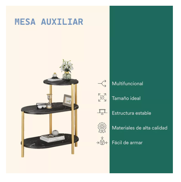 Mesa Auxiliar De Centro Decorativa De 3 Niveles Mesa De Lujo-3