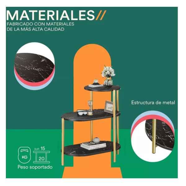 Mesa Auxiliar De Centro Decorativa De 3 Niveles Mesa De Lujo-4