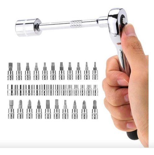 Set Caja Juego Herramienta Dados 46 Piezas Acero Carbono 1/4-7