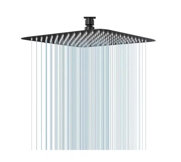 Plato Ducha Cuadrado Acero Inoxidable 25 Cm Negro-0