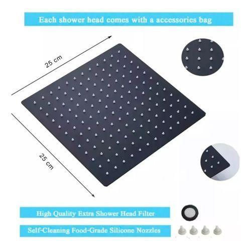 Plato Ducha Cuadrado Acero Inoxidable 25 Cm Negro-3