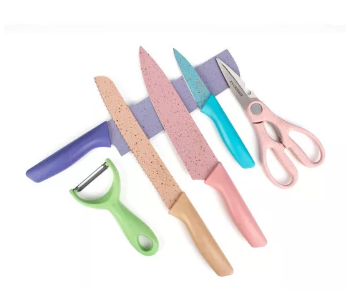 Juego De Cuchillos De Cocina Acero Inoxidable Set De 6 Pieza Color Pastel-3