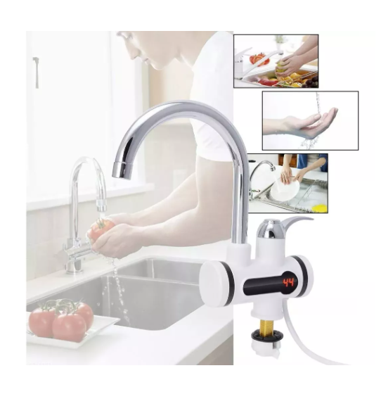 Llave Agua Caliente Eléctrico Lavaplatos Color Blanco-2