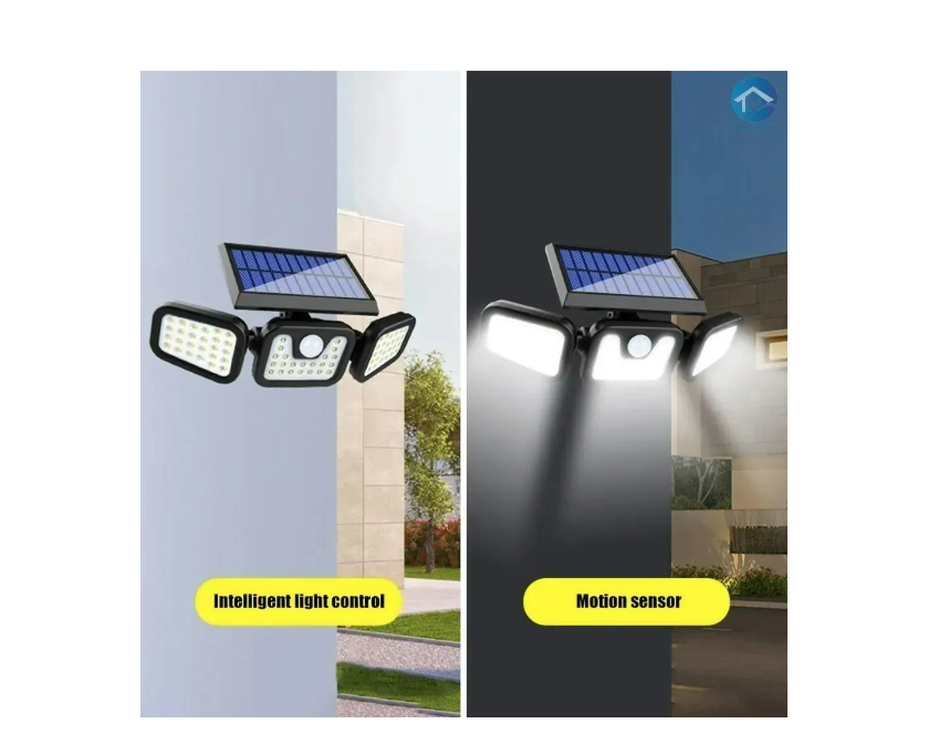 Foco Triple Luz Solar Cabezal Ajustable Sensor Movimientos-4