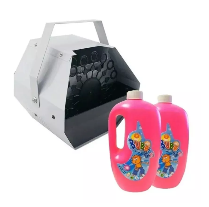 Maquina De Burbujas Metálica + 2 Litro Liquido De Burbuja-0