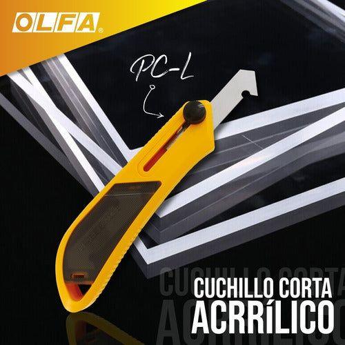 Cuchillo Olfa Grande Corta Acrílico Con Seguro Manual-3