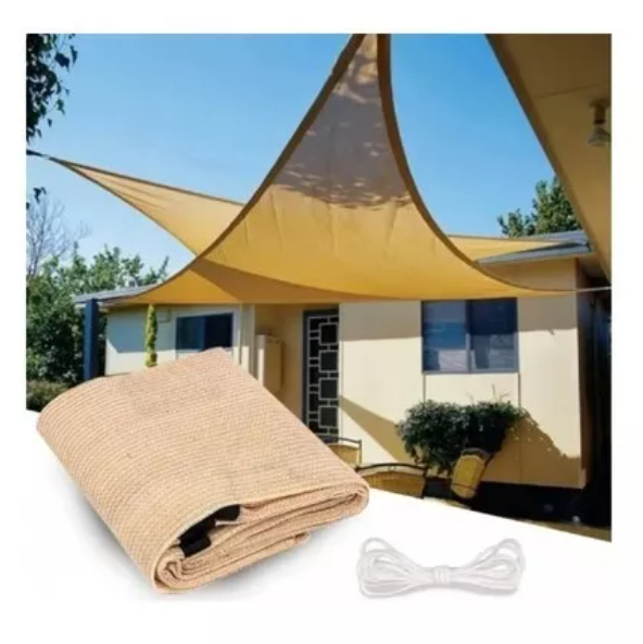 Toldo Vela Triangular 3.5 X 3.5 X 3.5 Mts Sombra Beige-1