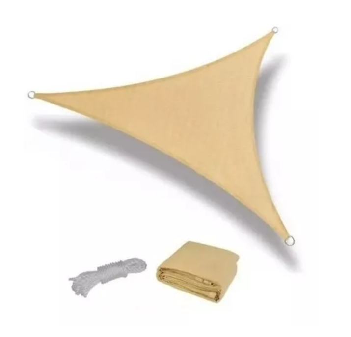 Toldo Vela Triangular 3.5 X 3.5 X 3.5 Mts Sombra Beige-0