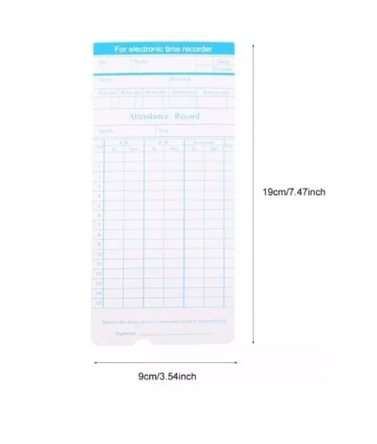 Set 100 Tarjetas Reloj Control Asistencia 80215-1
