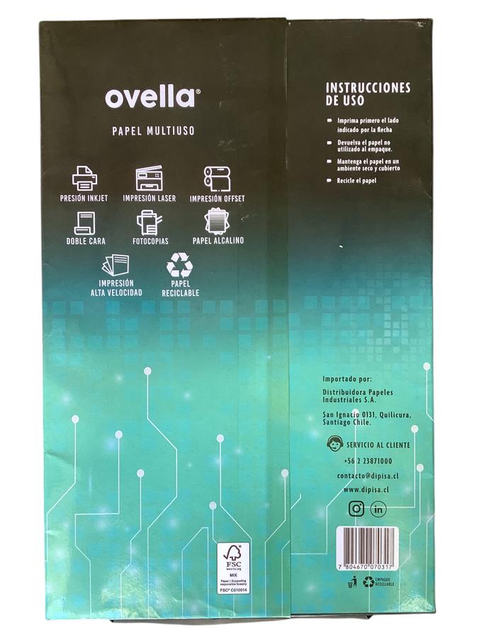 Resma De Papel Ovella Tamaño Oficio 500 Hojas Blanco 75grs-1