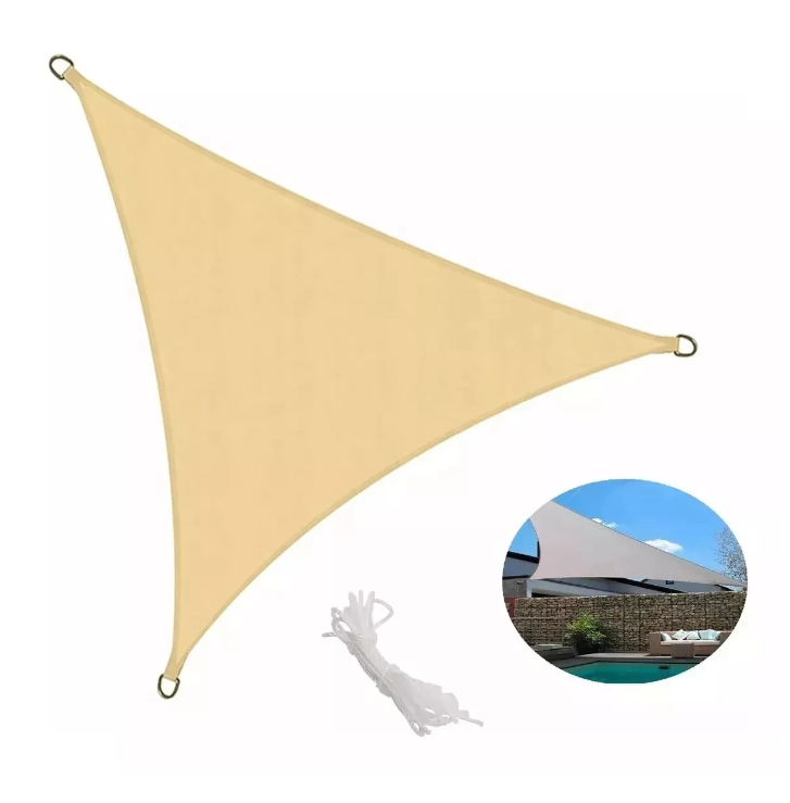 Toldo Vela Plegables Lona Jardín Triangular 3x3 Beige-0