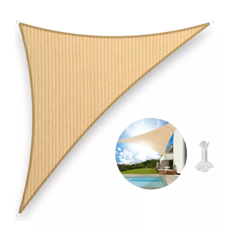 Toldo Vela Plegables Lona Jardín Triangular 3x3 Beige-1