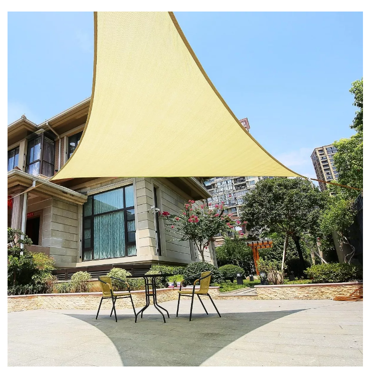 Toldo Vela Plegables Lona Jardín Triangular 3x3 Beige-2