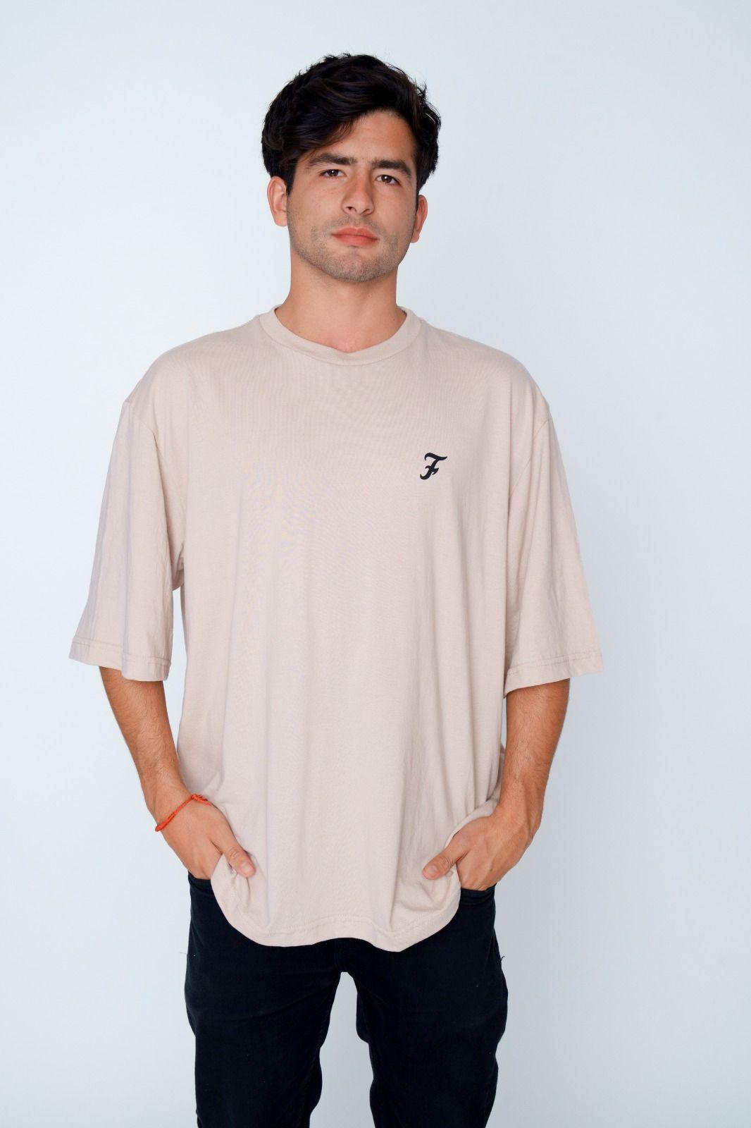 Polera Oversize Beige "F" Flaw Unisex -0