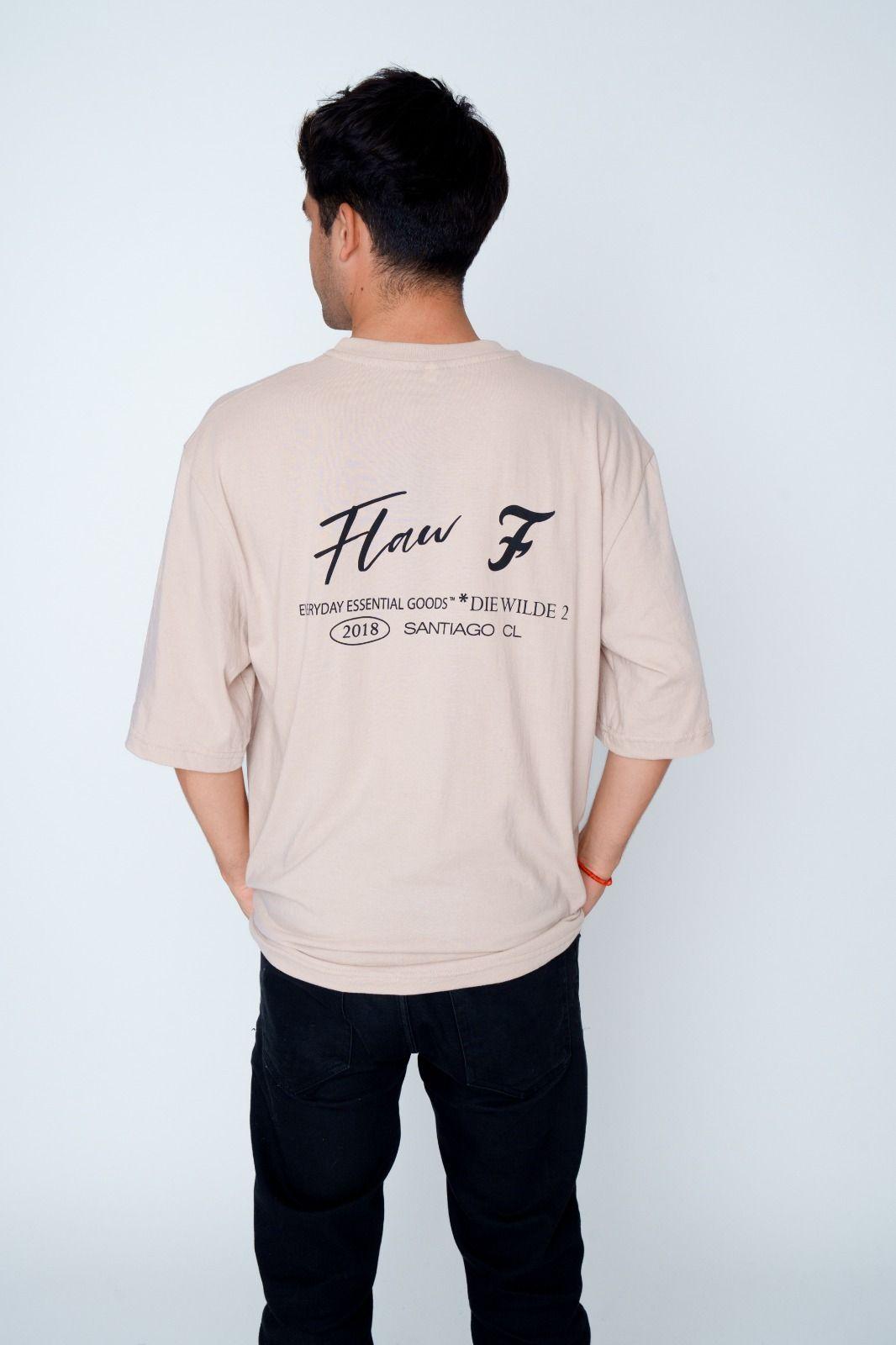 Polera Oversize Beige "F" Flaw Unisex -1