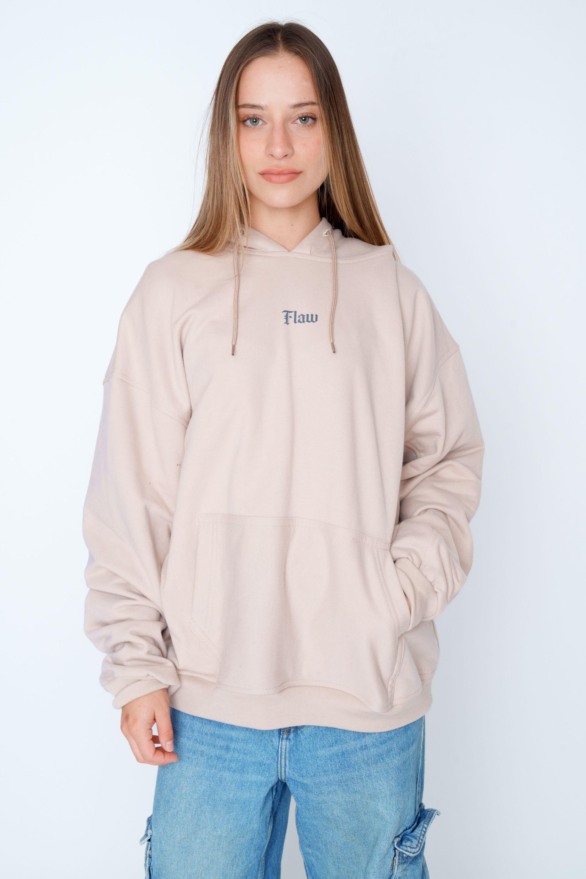 Polerón Oversize FLAW "Gotic" Beige Unisex-1
