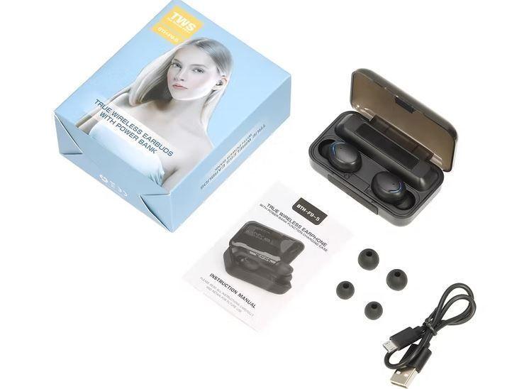 Audifonos Bluetooth F9 TWS con estuche de carga digital color negro.-2