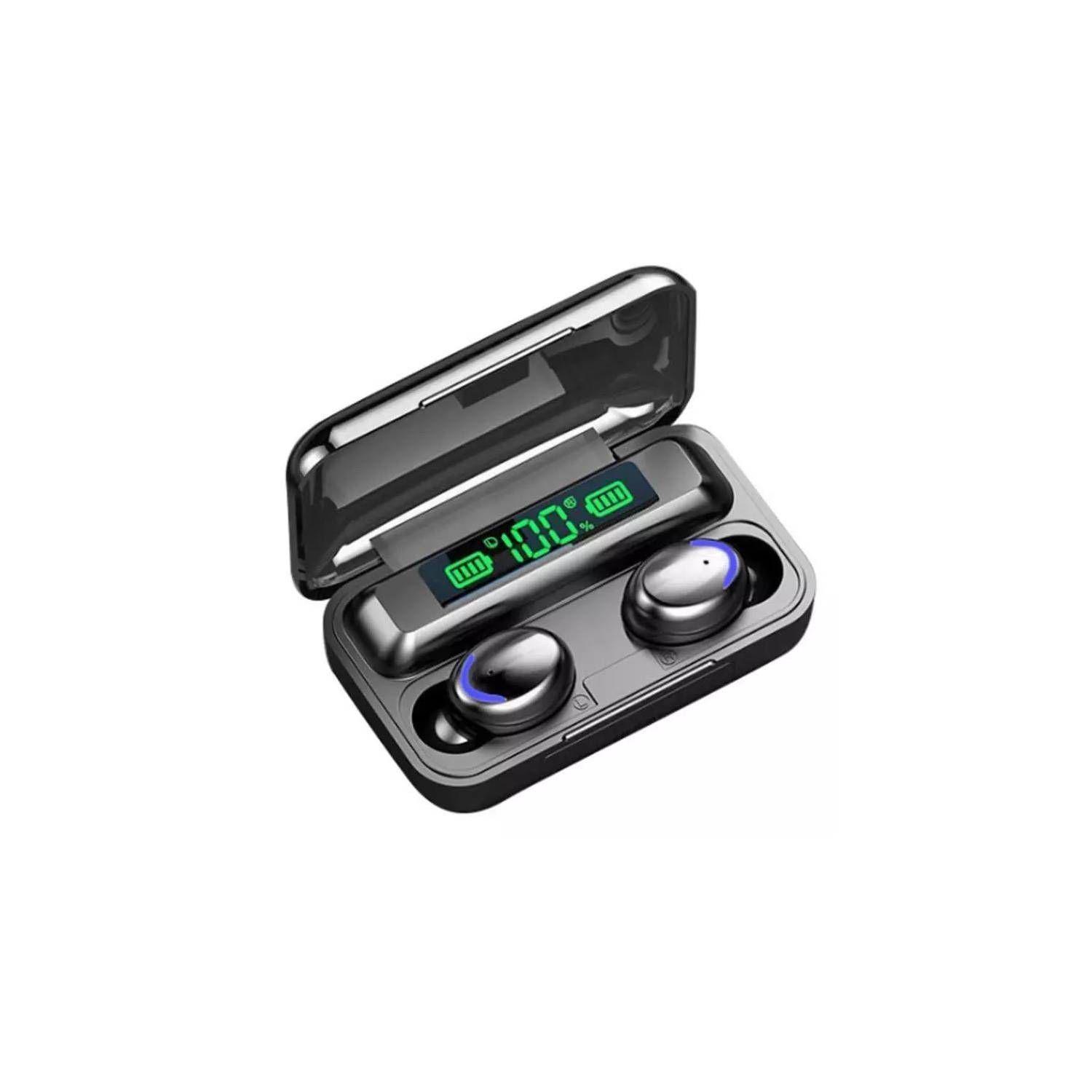 Audifonos Bluetooth F9 TWS con estuche de carga digital color negro.-4