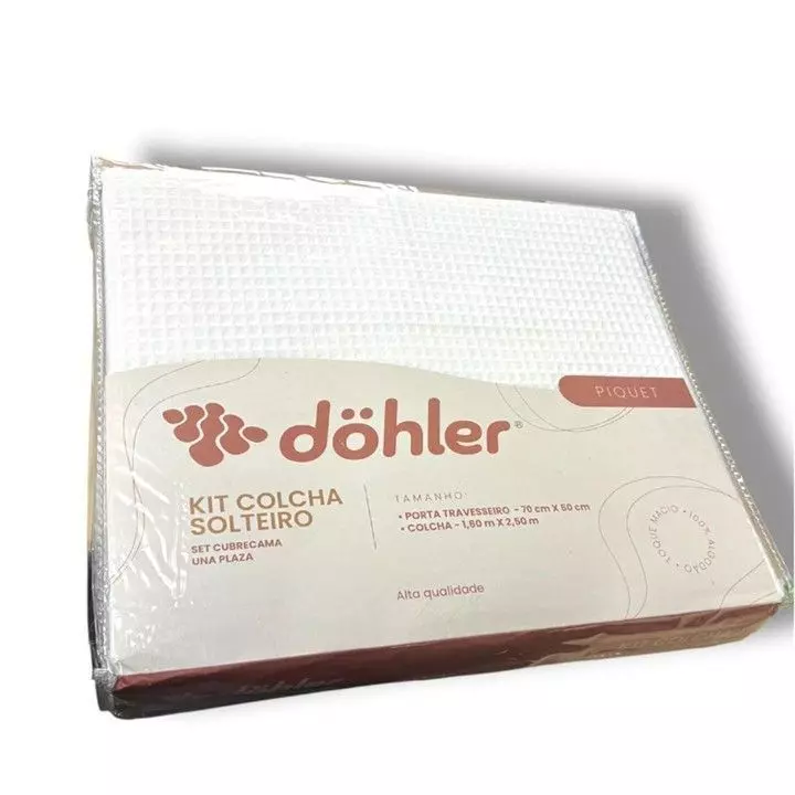 Colcha Piqué Döhler Blanca 1.5 plazas 100% Algodón Hecha en Brasil-2