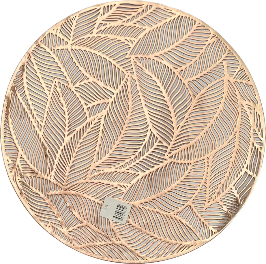 Individual Centro de Mesa Tapete Silicona 38 cm - Hojas Rose Gold-0