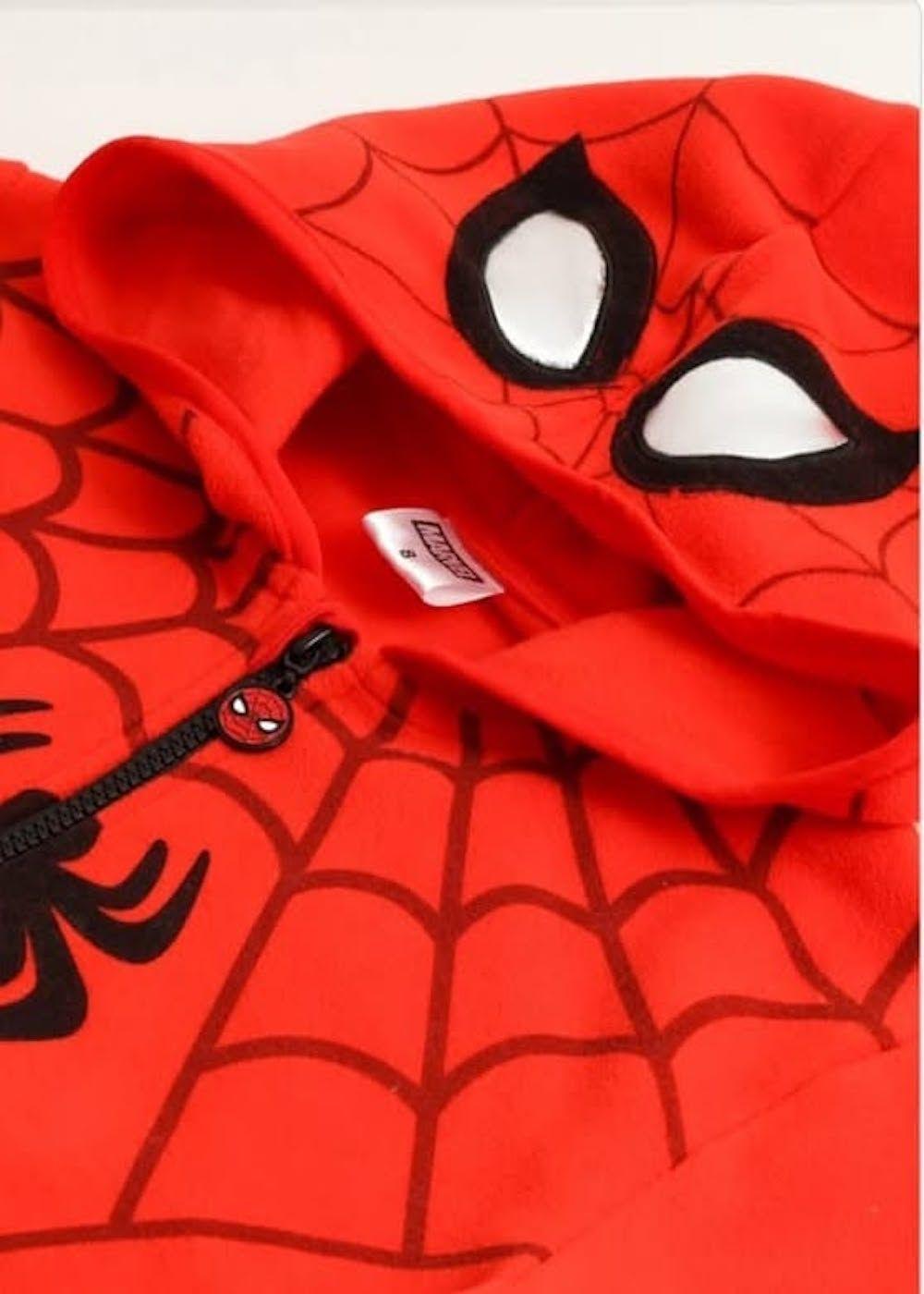 Poleron Spiderman talla 8 polar con capucha y cierre-3