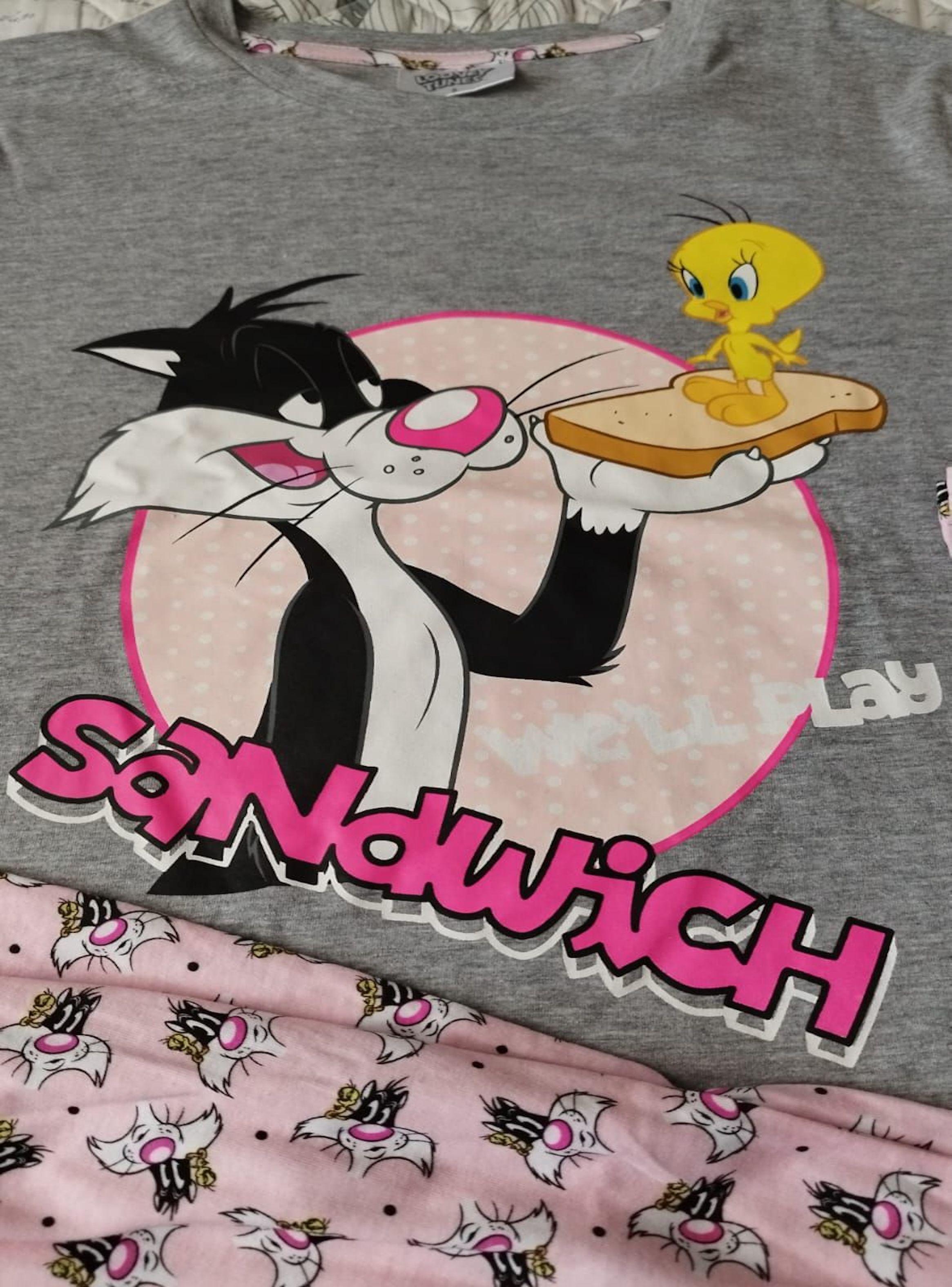 Pijama de mujer diseño Silvestre y Piolin Talla S-2