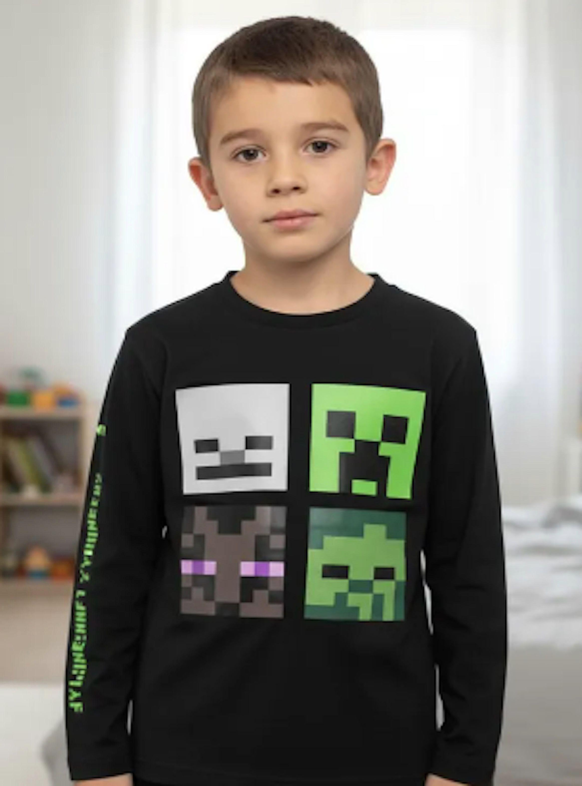 Polera manga larga de niño diseño Minecraft-3
