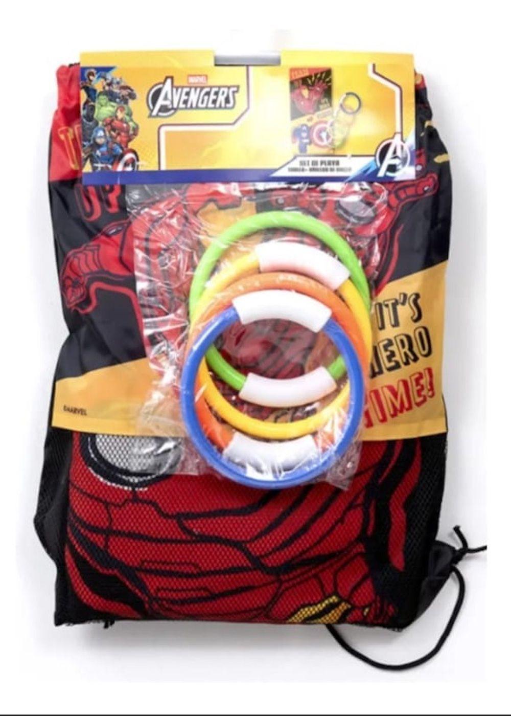 Toalla de playa diseño Avengers con morral y anillos-2