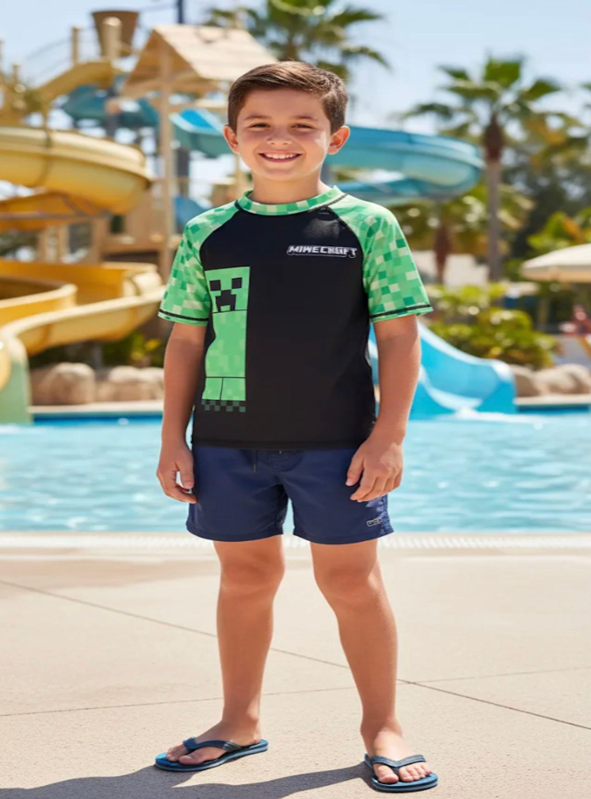 Polera de baño talla 14 diseño Minecraft-3