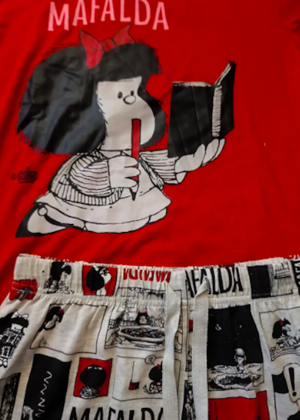 Pijama Mafalda talla S color rojo con gris-2