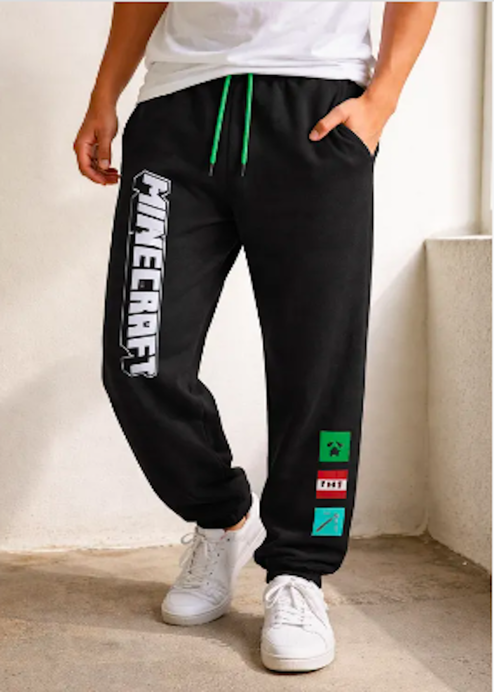 Pantalon de buzo Minecraft color negro talla 8-0