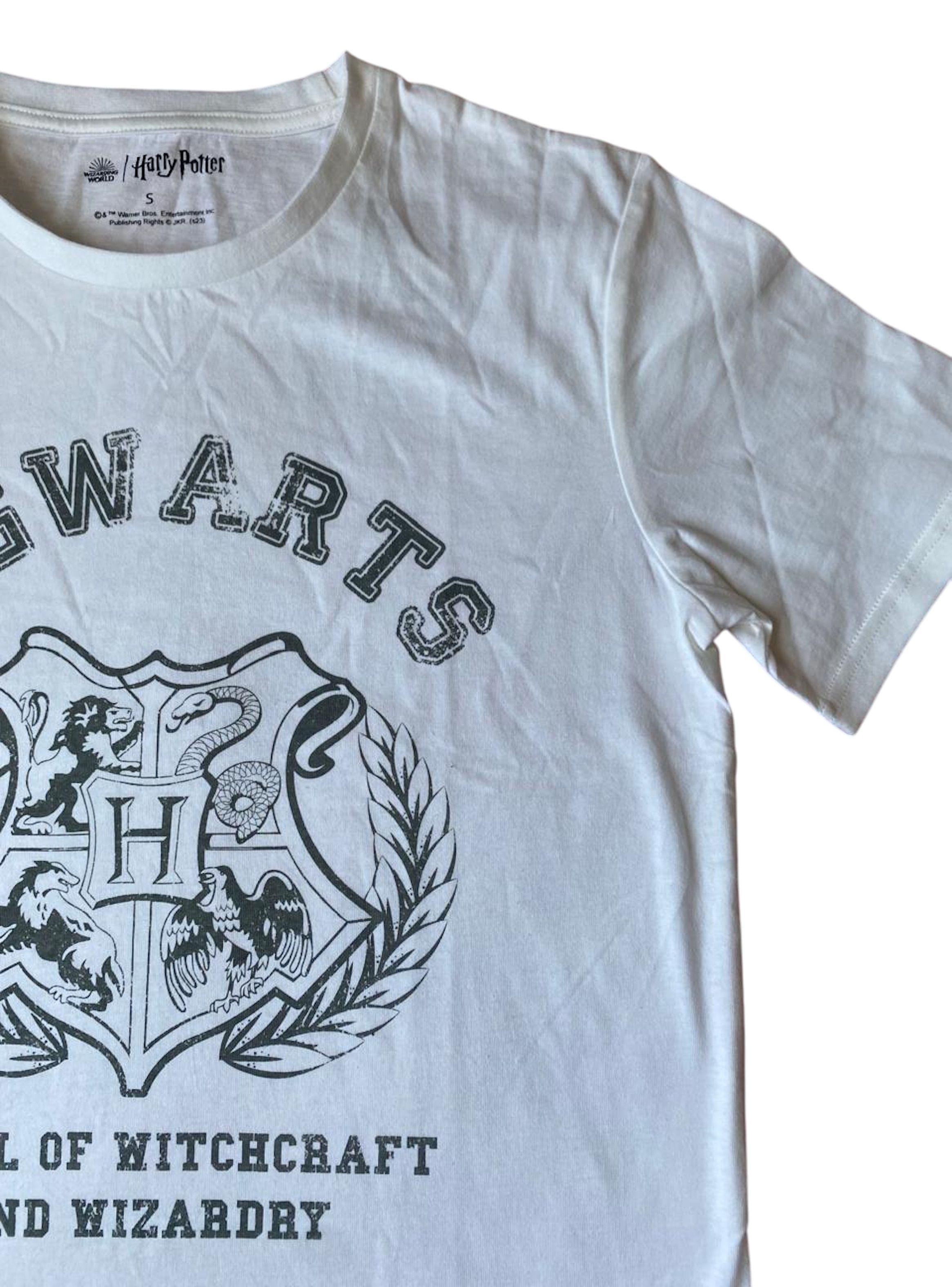 Polera de hombre color blanco talla S diseño Hogwarts Harry Potter-2