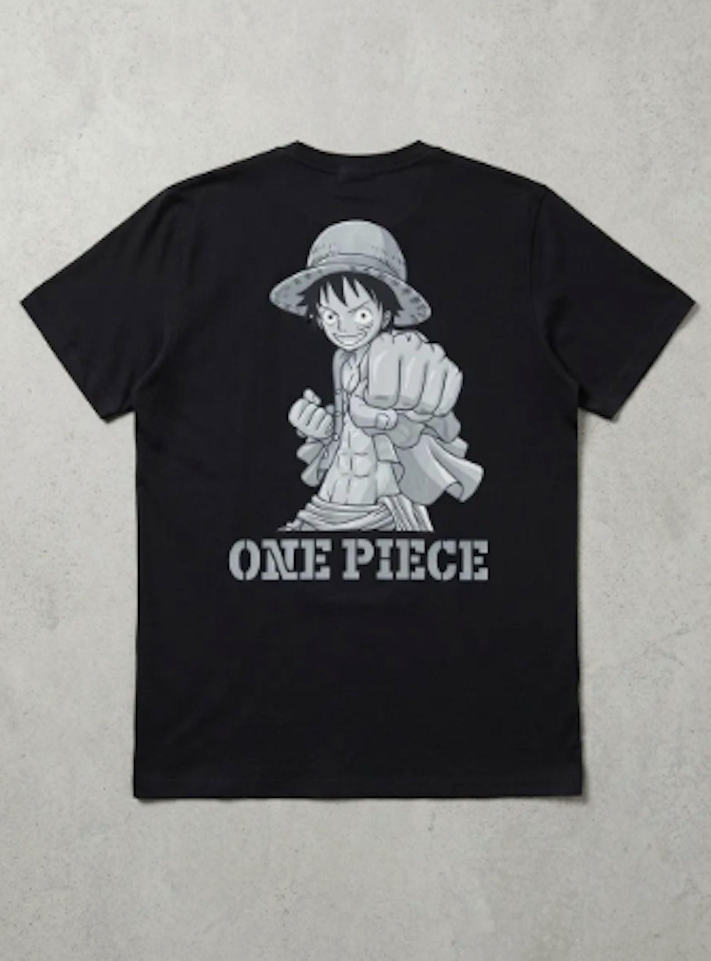 Polera One Piece dise o Luffy en la espalda talla M color negro-2