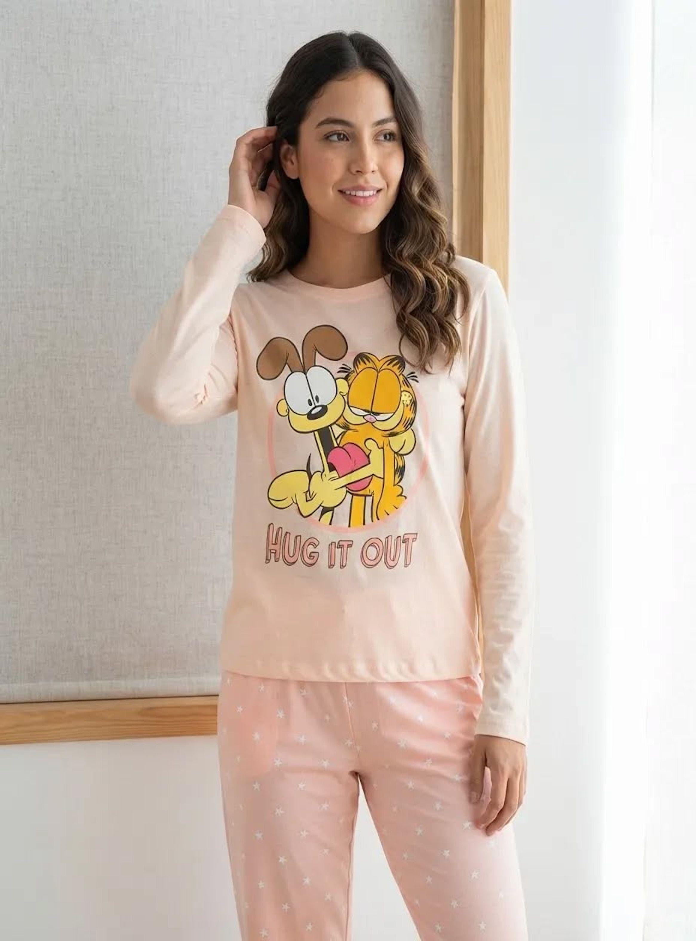 Pijama Garfield talla S tonos rosas-0