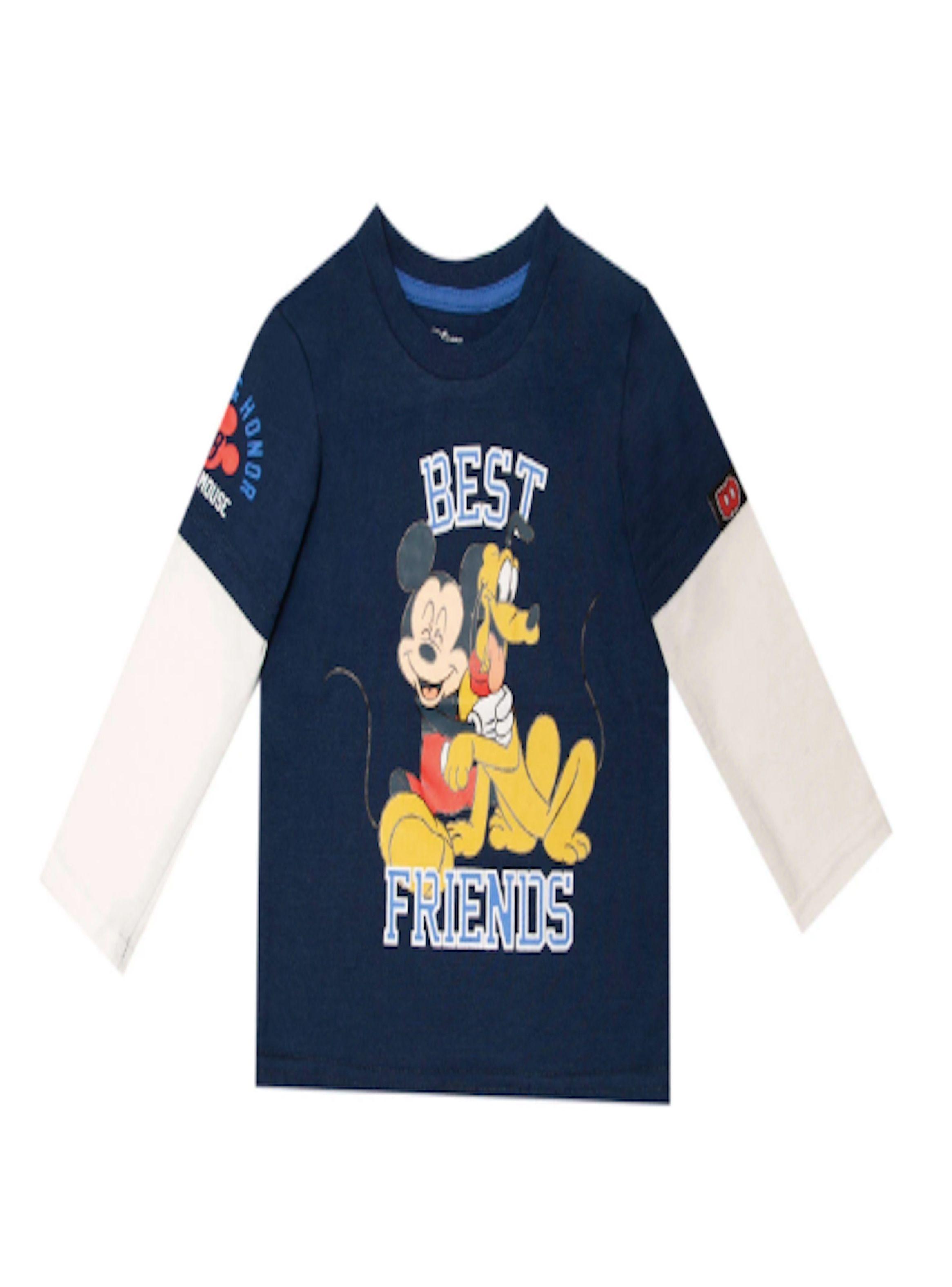 Polera manga larga de niño talla 3 y 3X diseño Mickey y Pluto-0
