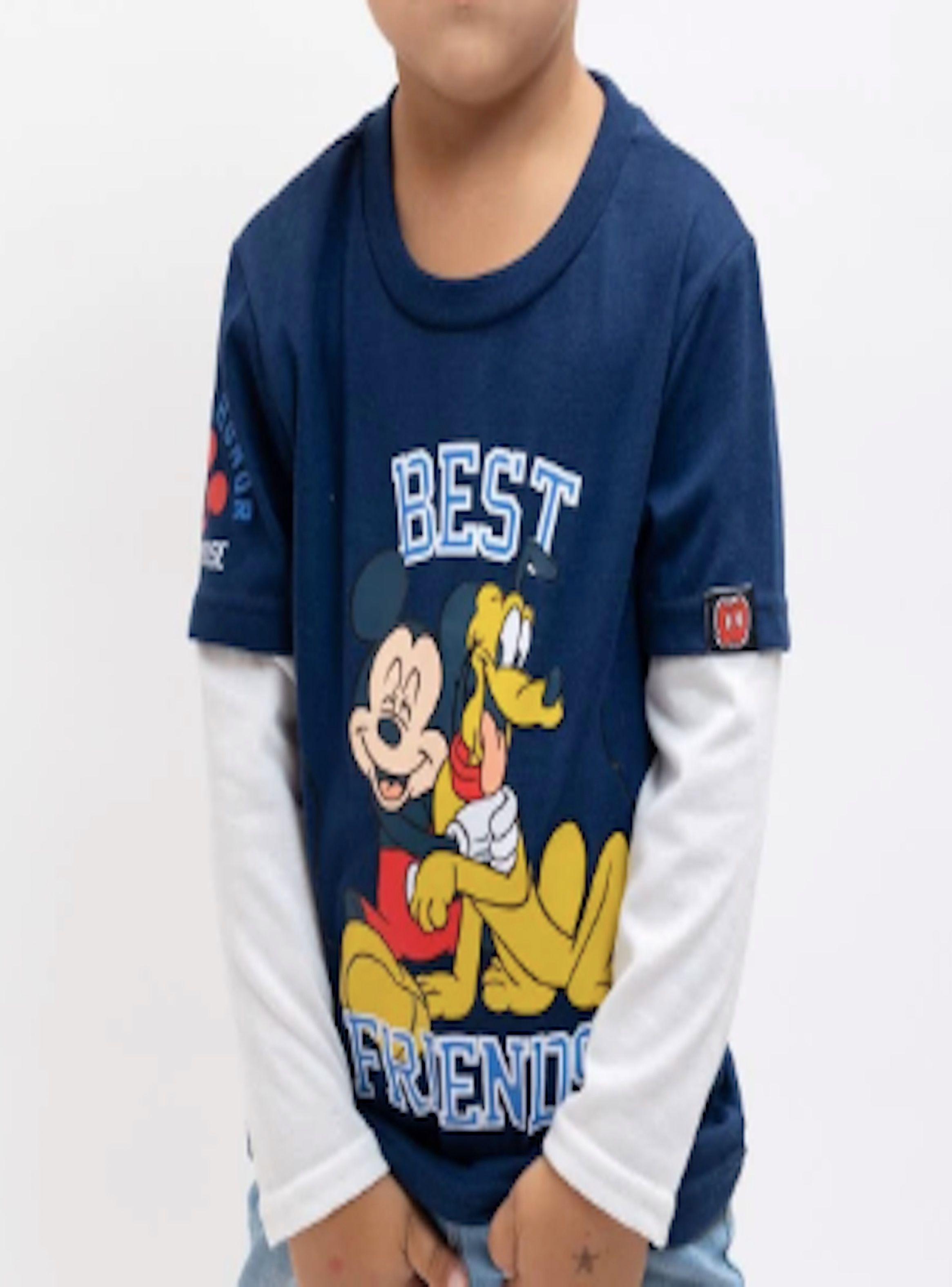 Polera manga larga de niño talla 3 y 3X diseño Mickey y Pluto-1