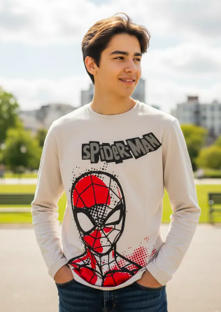 Polera Spiderman tallas 12, 14 y 16 manga larga-0